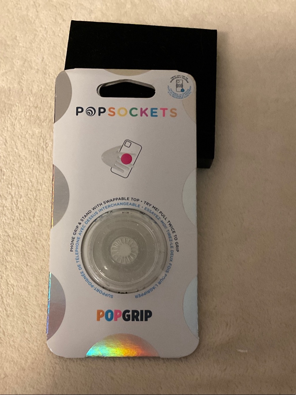 PopSocket PopGrip Clear/White Swappable Phone Grip